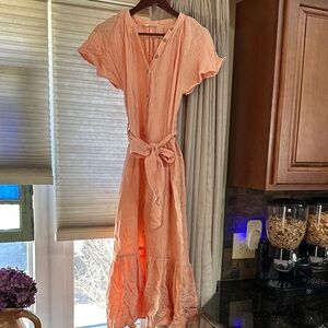 TALULAH Peach Button-Front Maxi Dress